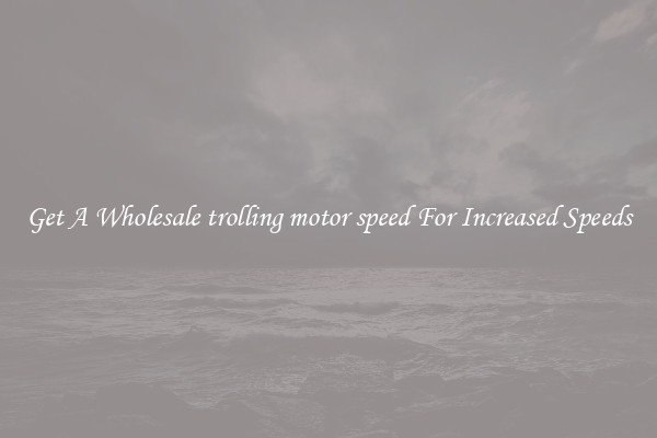 Get A Wholesale trolling motor speed For Increased Speeds