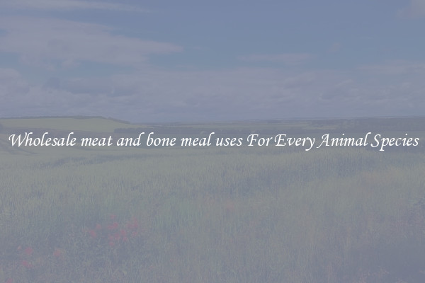 Wholesale meat and bone meal uses For Every Animal Species