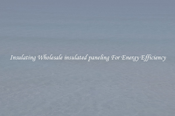 Insulating Wholesale insulated paneling For Energy Efficiency